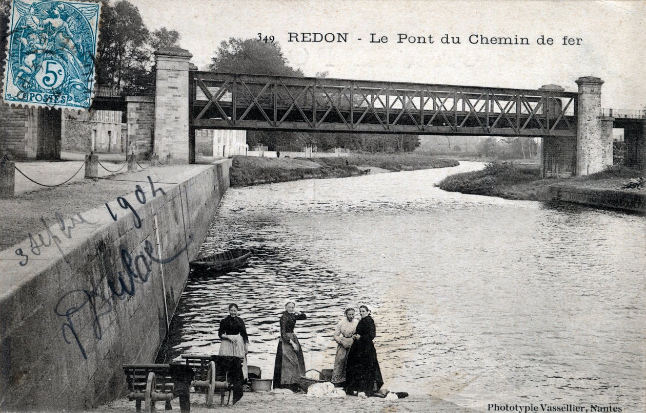 Brittany, Ille et Vilaine (35), Redon: železniční most - Pohlednice z roku 1904 od Unbekannt