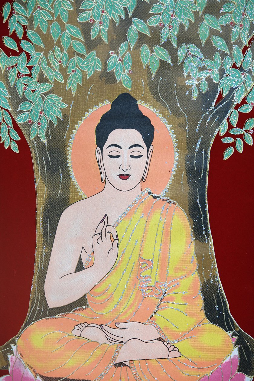 Buddha dává požehnání. Thangka, Káthmándú, Nepál od Unbekannt