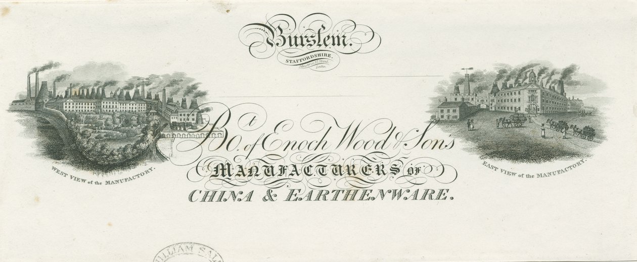Burslem – Bill Head of Enoch Wood & Sons: rytina, nd [?19. století] od Unbekannt