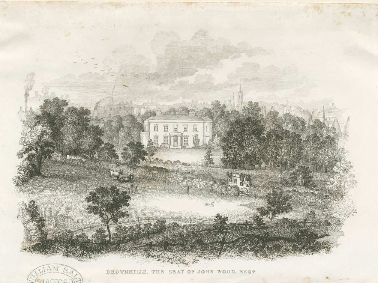 Burslem - "Brownhills" House: rytina a [?19. století] od Unbekannt
