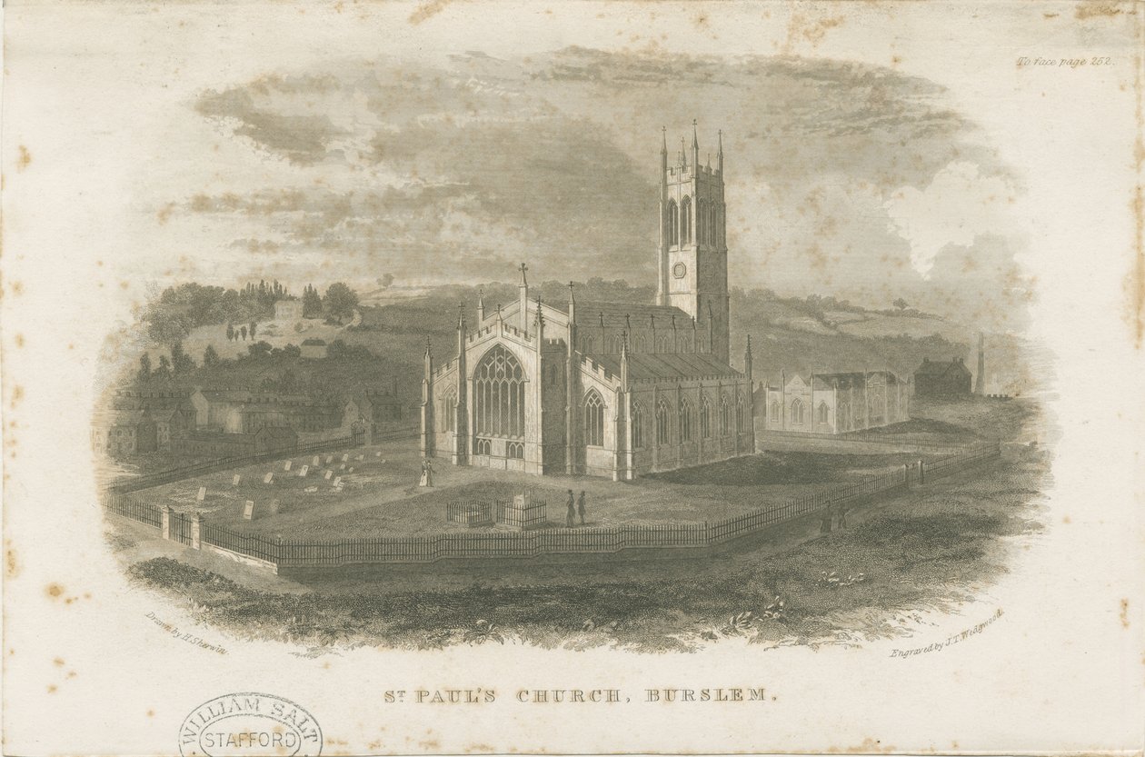 Burslem - Kostel sv. Pavla: ocelorytina a [c 1830] od Unbekannt