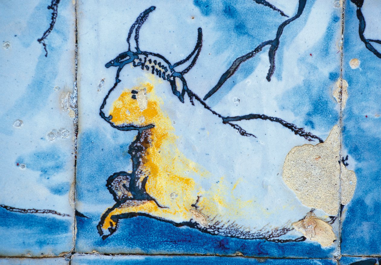 Dobytek, dlaždice azulejos, Palác markýzů z Fronteira, Lisabon, Portugalsko Detail od Benjamin Baud