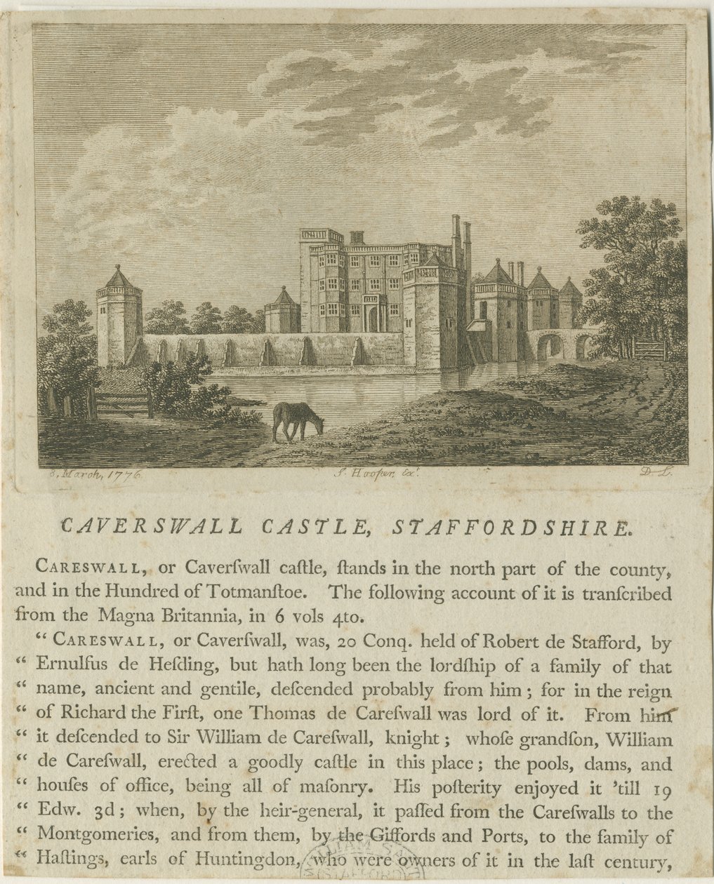 Caverswall Castle: mědirytina, 8. března 1776 od Unbekannt