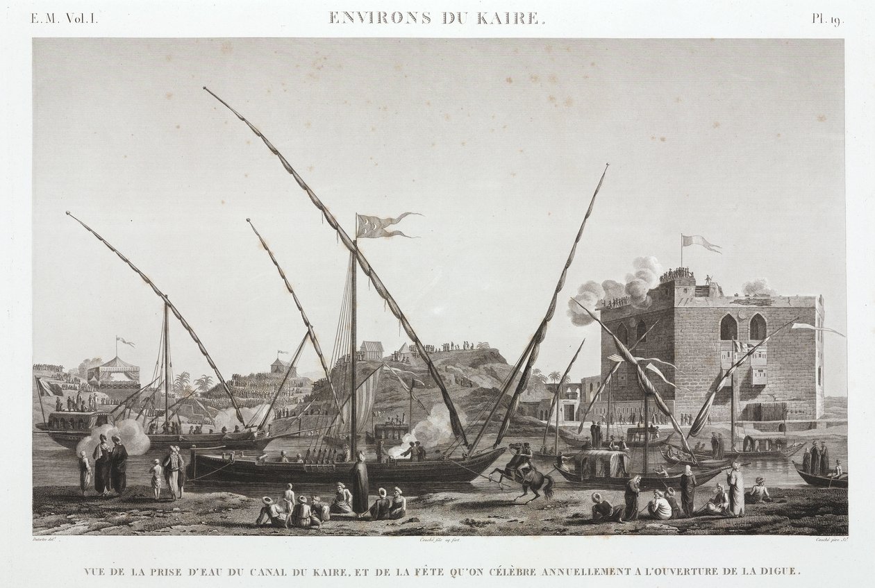 Oslava každoročního otevření hráze na Káhirském kanálu, Egypt, c 1798 od Unbekannt