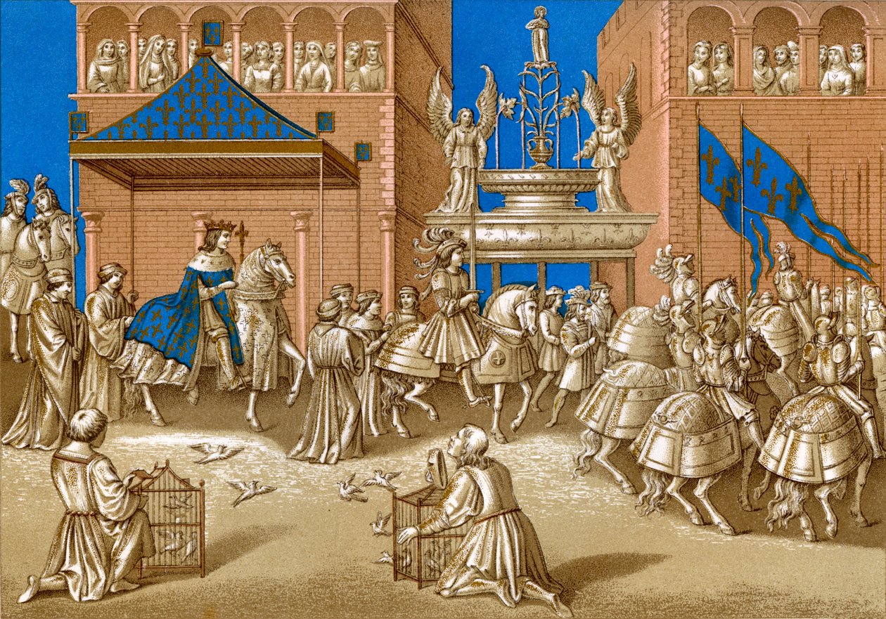 Karel VII. - portrét francouzského krále na koni vjíždějícího do Paříže od Unbekannter Künstler