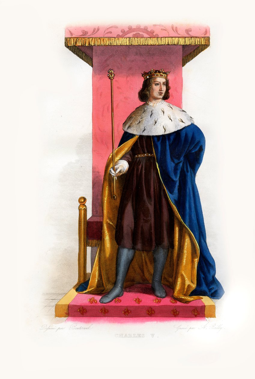 Karel V. z Francie zvaný Moudrý, kolem roku 1844 (rytina) od Lancelot Volders