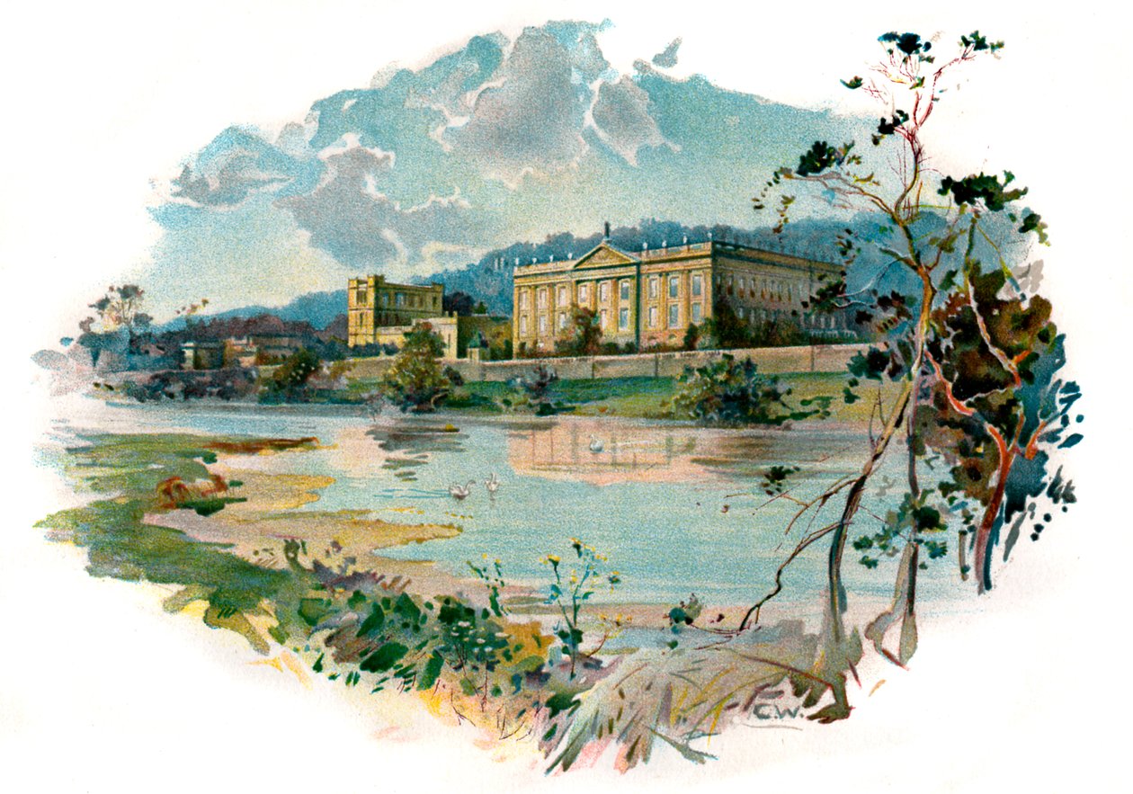 Chatsworth z Derwentu od Unbekannter Künstler