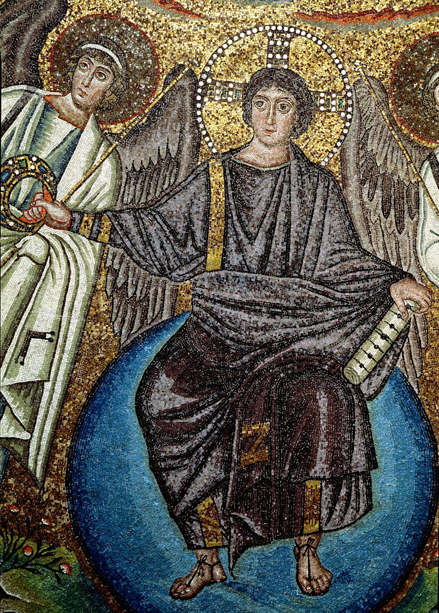 Kristus a andělé, detail shora apsidy, 6. století (mozaika) od Unbekannt