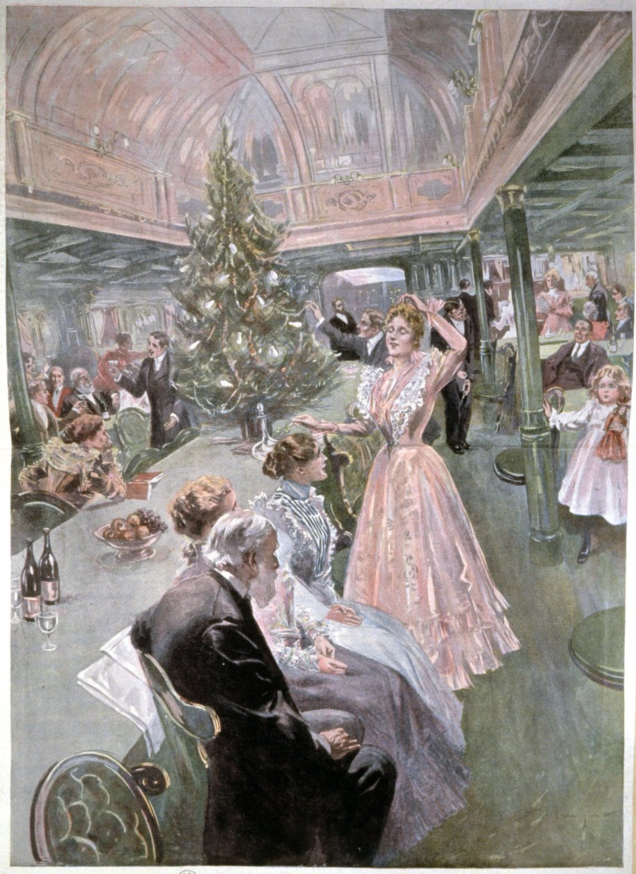 Štědrý večer na výletní lodi, cca 1900 (ilustrace) od Unbekannter Künstler