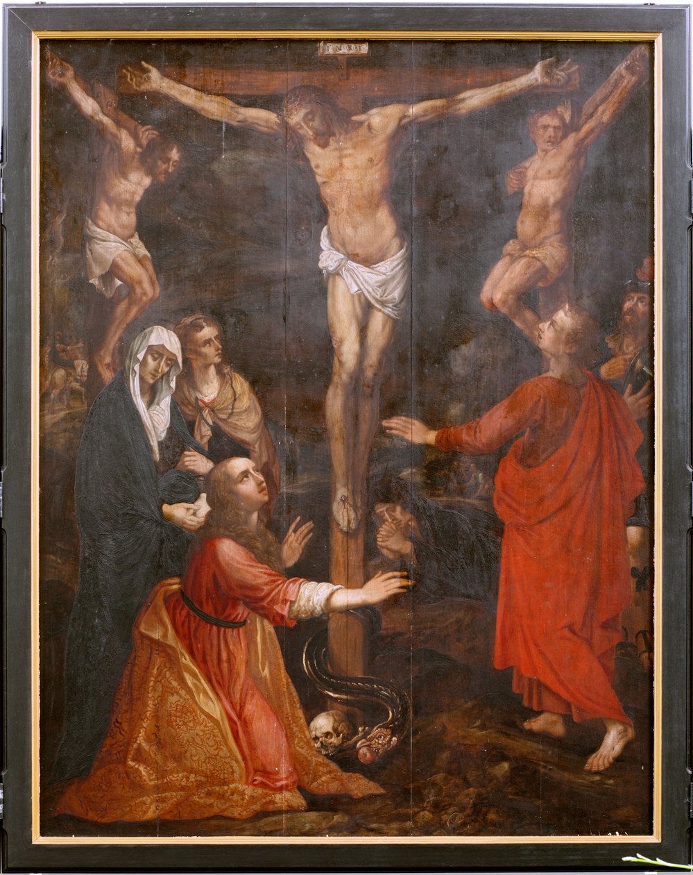 Kostel (Eglise Saint-Martin). Interiér. Triptich. Ukřižování. od Unbekannter Künstler