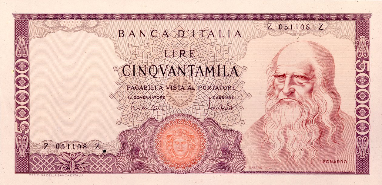 Padesát tisíc lir (černobílá fotografie) od Unbekannt