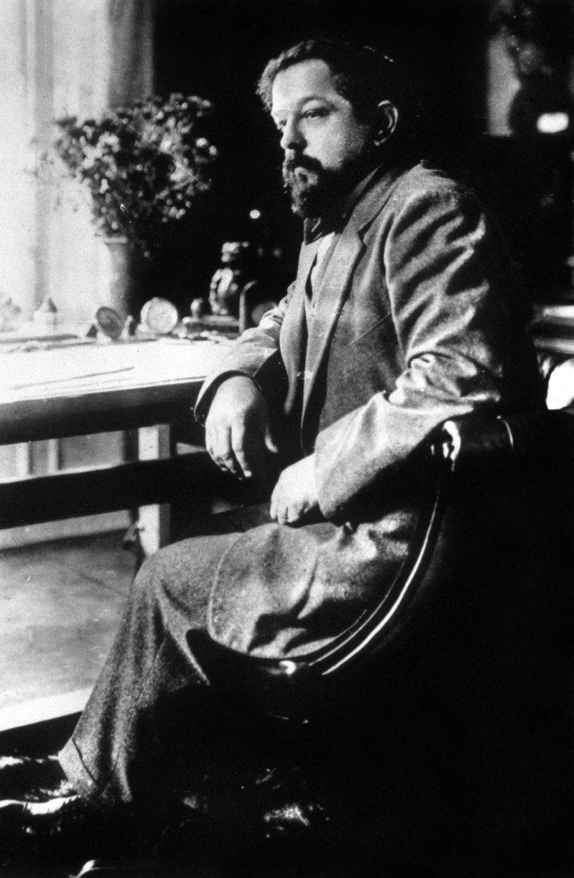 Claude Debussy, francouzský skladatel, asi 1905 (čb fotografie) od Unbekannter Künstler
