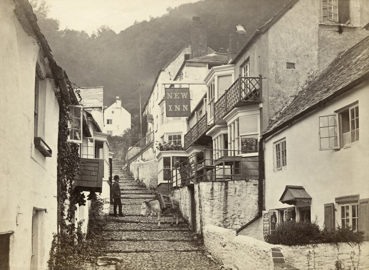 Clovelly, Torridge, Devon, Velká Británie (černobílá fotografie) od Unbekannter Künstler