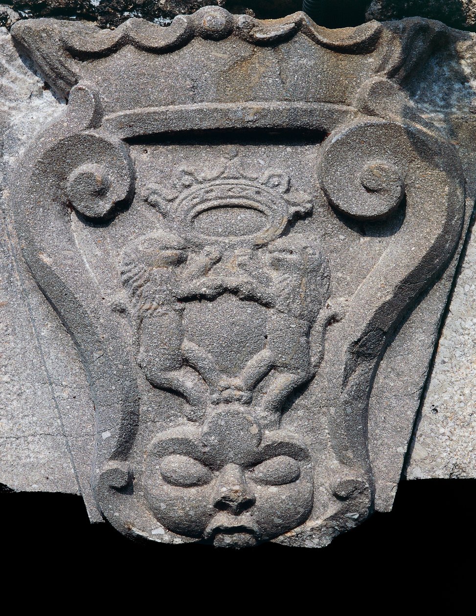 Erb v kameni, architráv vstupních dveří, Barile, Basilicata, Itálie od Benjamin Baud