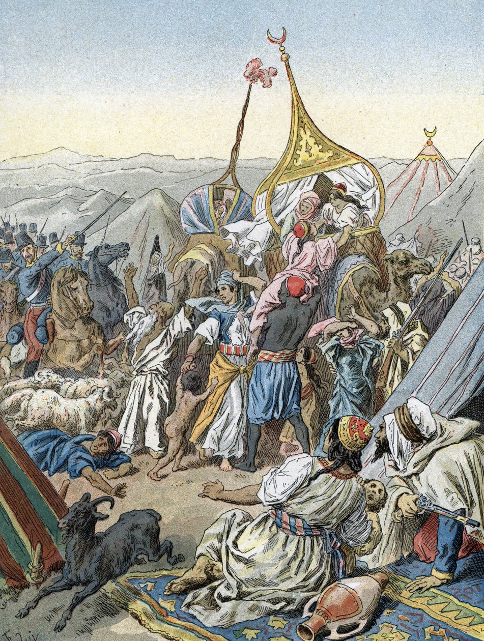 Dobytí Alžírska Francií: Zajetí Smalah z Abd-el-Kader u Taguinu vévodou z Aumale (1843) od Unbekannter Künstler