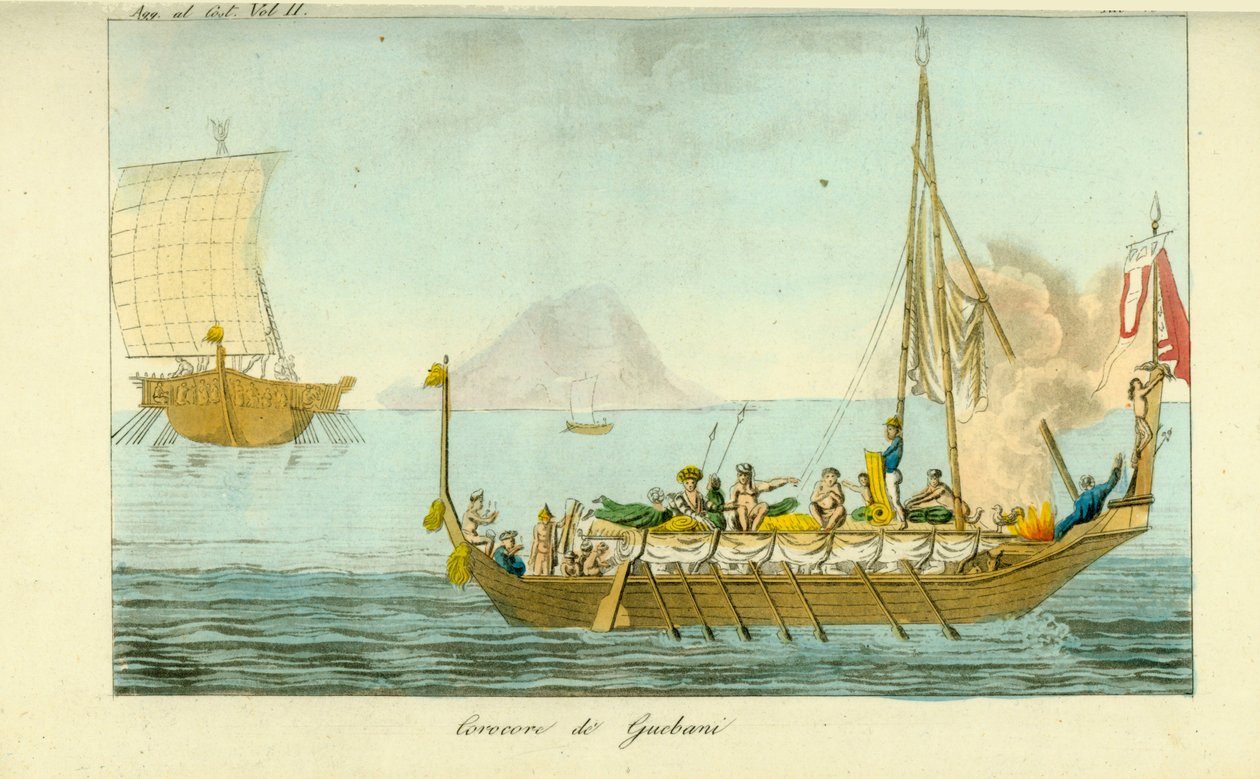Corocoro loď s plachtami a vesly z ostrova Guebe, Maluku Islands, Indonésie od Unbekannt