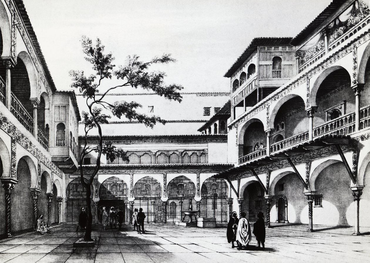 Nádvoří pevnosti Kasbah v Alžíru od J.B. and Brown J. Rowbotham