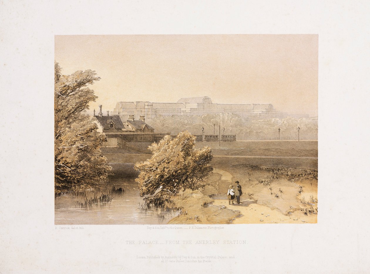 Crystal Palace, Post-Great Exhibition The Crystal Palace from Anerley Station, c 1855 od Unbekannt