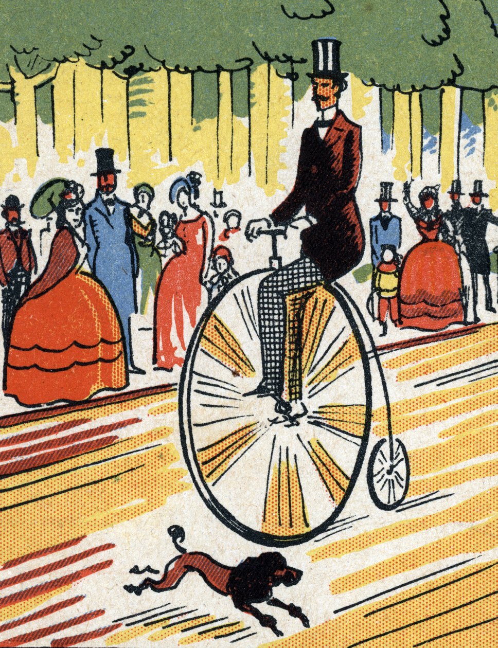 Cyklista na velkém bi, kolem 1900-1920 (chromolitografie) od Unbekannter Künstler
