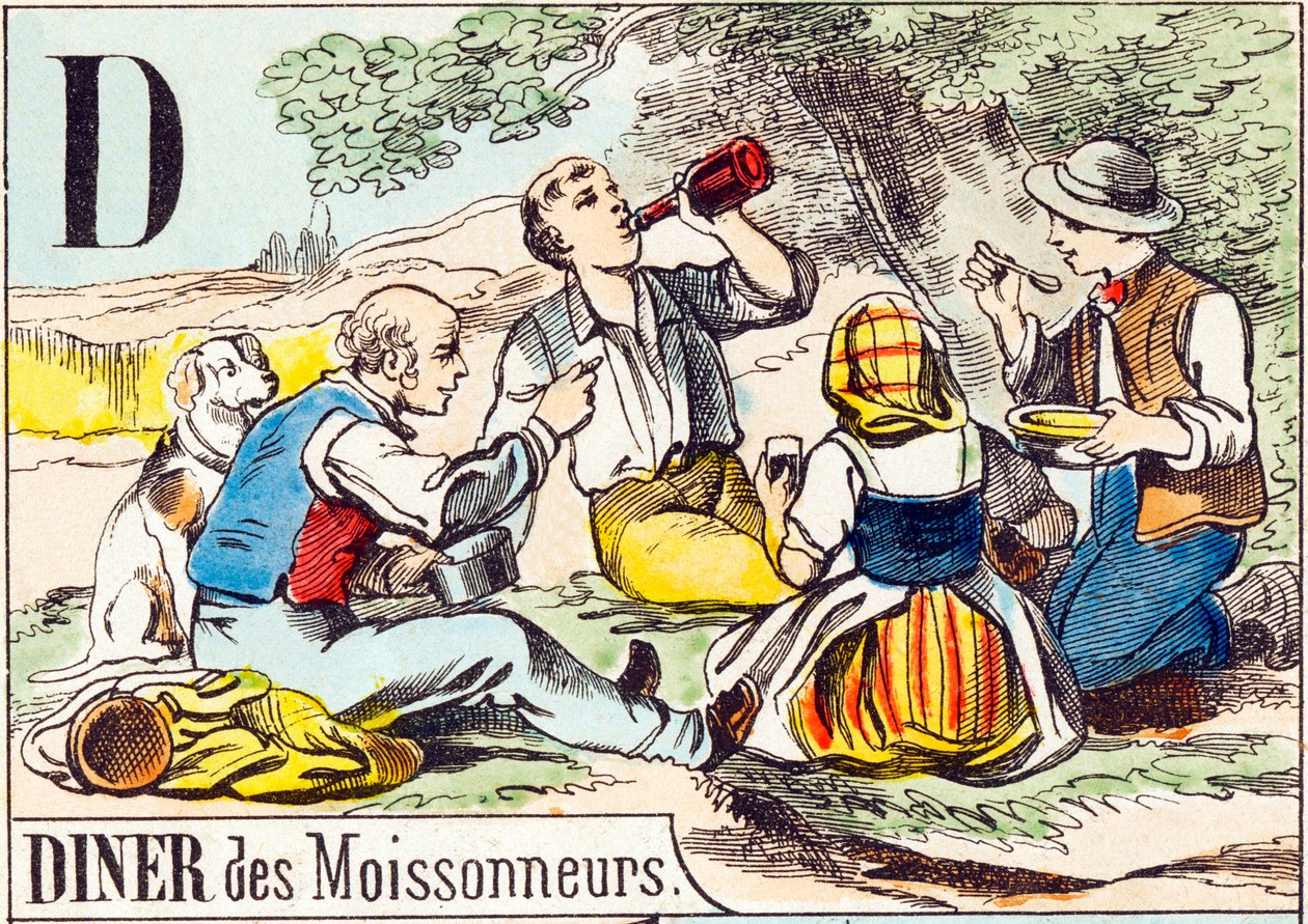 D Diner des moissonneurs - "Abeceda statku" konec 19. století (rytina) od Unbekannt