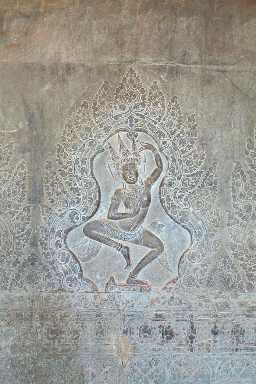 Tančící reliéf Apsary na vnější západní stěně, Angkor Wat, Kambodža (foto) od Unbekannter Künstler