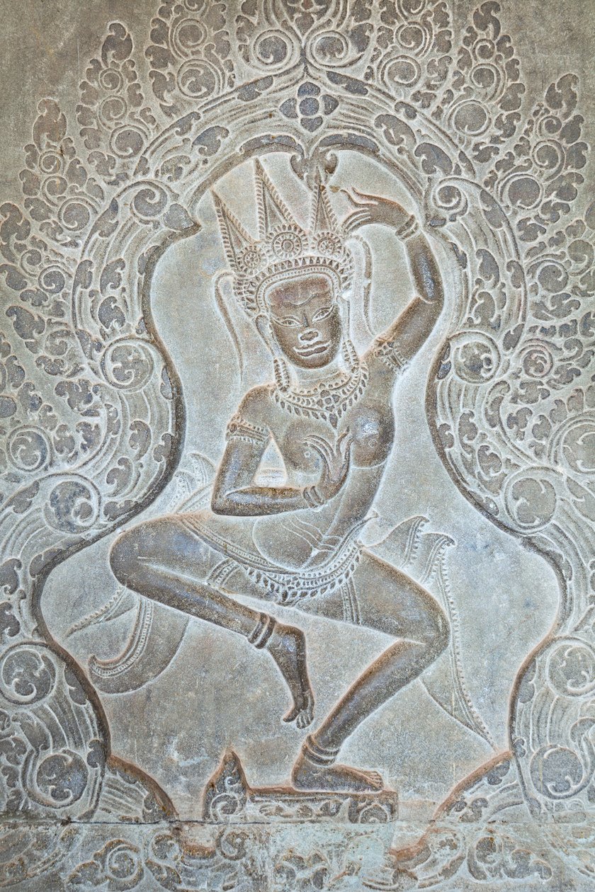 Tančící reliéf Apsary na vnější západní stěně, Angkor Wat, Kambodža (foto) od Unbekannter Künstler