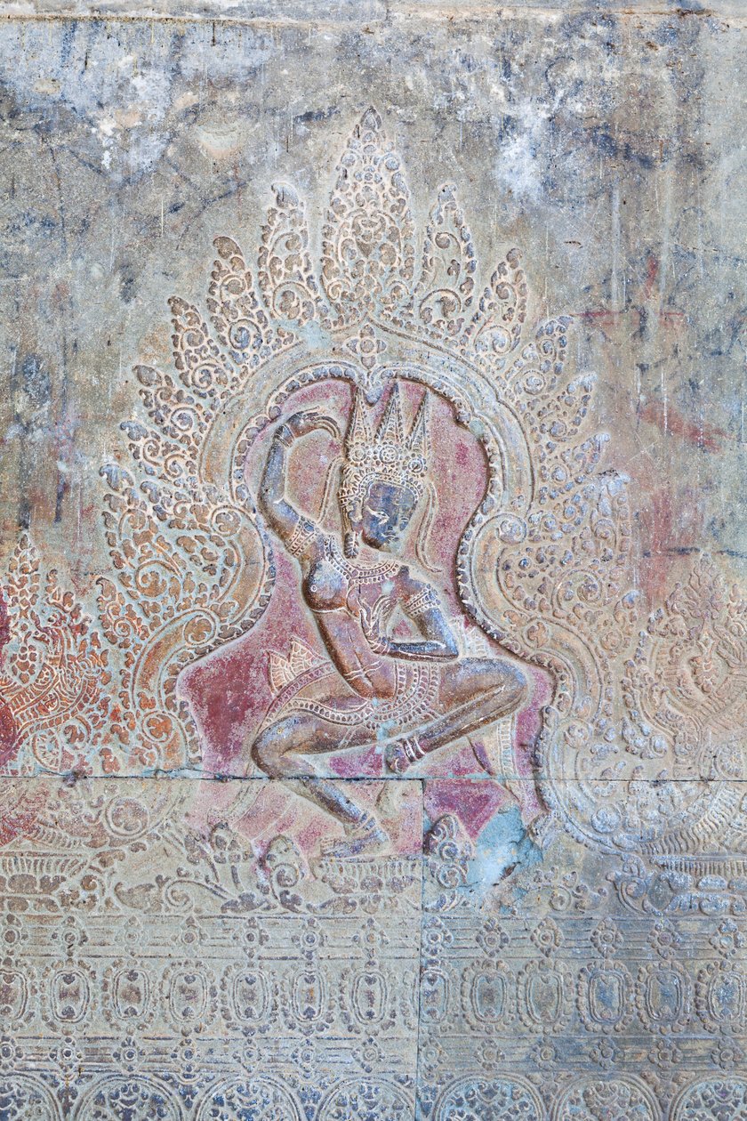 Tančící reliéf Apsary na vnější západní stěně, Angkor Wat, Kambodža (foto) od Unbekannter Künstler
