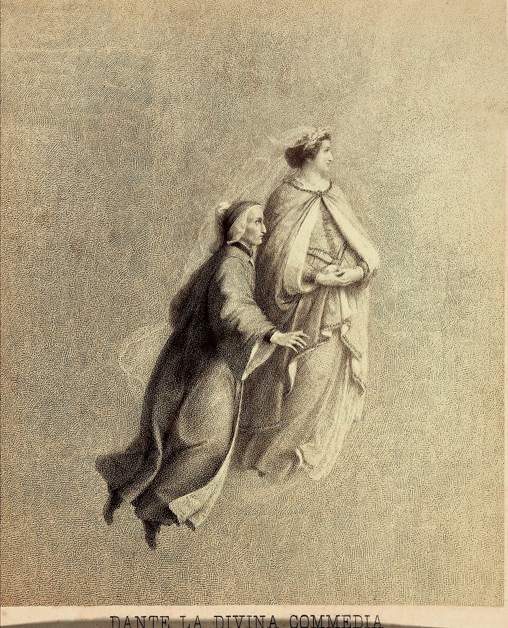 Dante a Beatrice letí rajskou oblohou. Ilustrace k I. kántu Paradisa z Božské komedie Danteho Alighieriho. Dílo Francesa Scaramuzzy věnované florentskému magistrátu. od Unbekannter Künstler