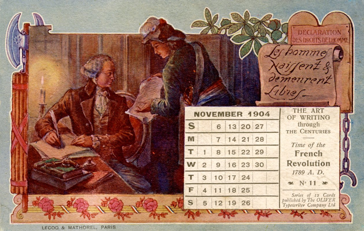 Deklarace práv člověka 1789 od Unbekannter Künstler