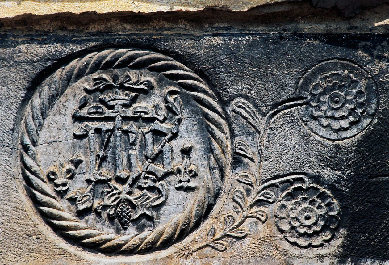 Dekorativní detail od vchodu, Pigna, Ligurie, Itálie od Benjamin Baud