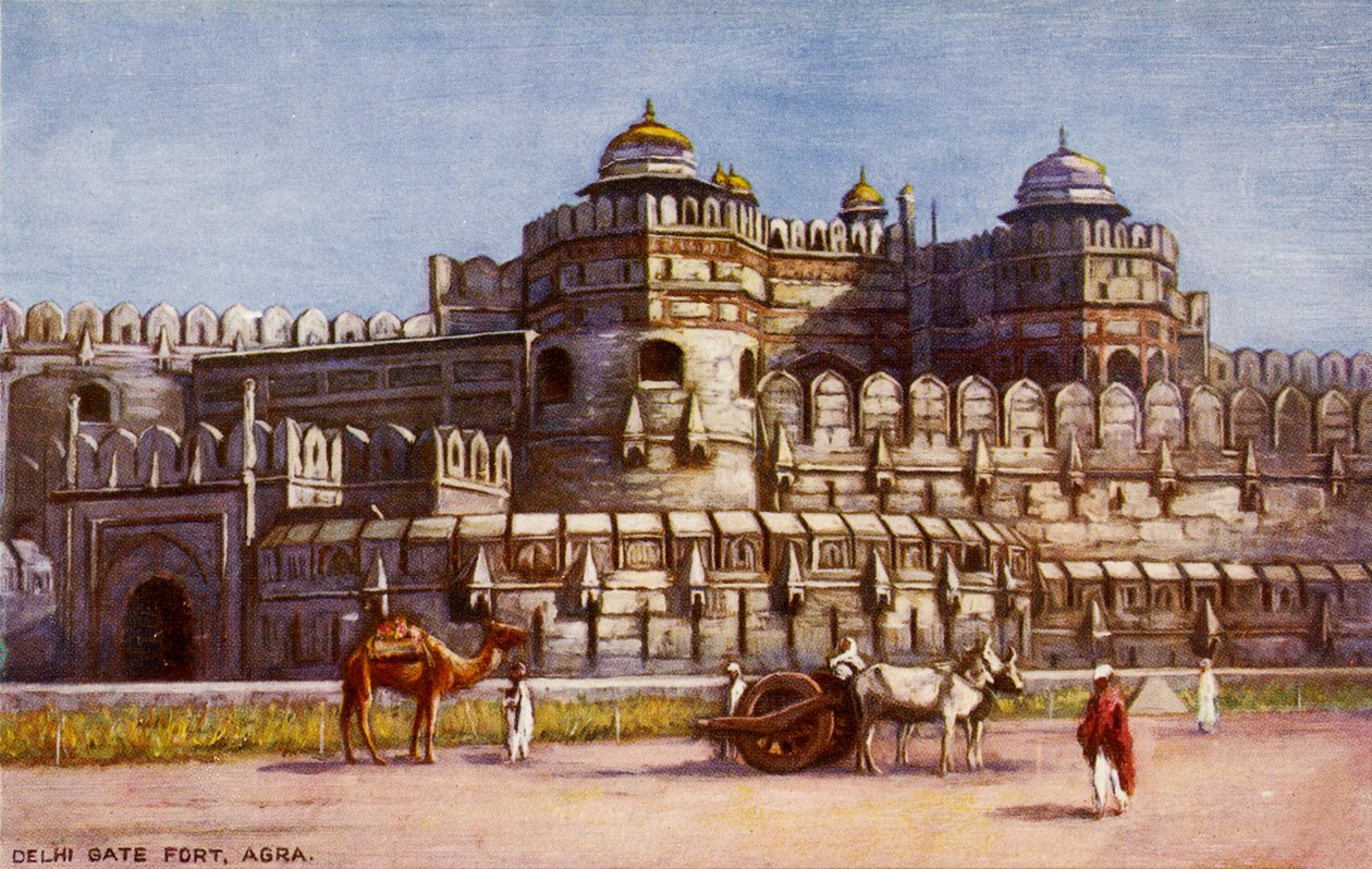 Pevnost Delhi Gate, Agra, počátek 20. století (pohlednice) od Unbekannter Künstler