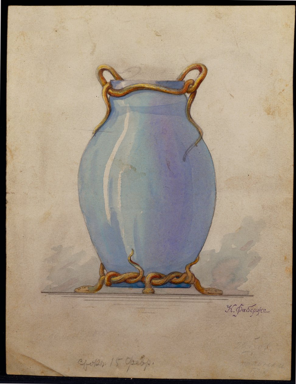 Design pro vejčitou modrou vázu, House of Carl Faberge od Unbekannt