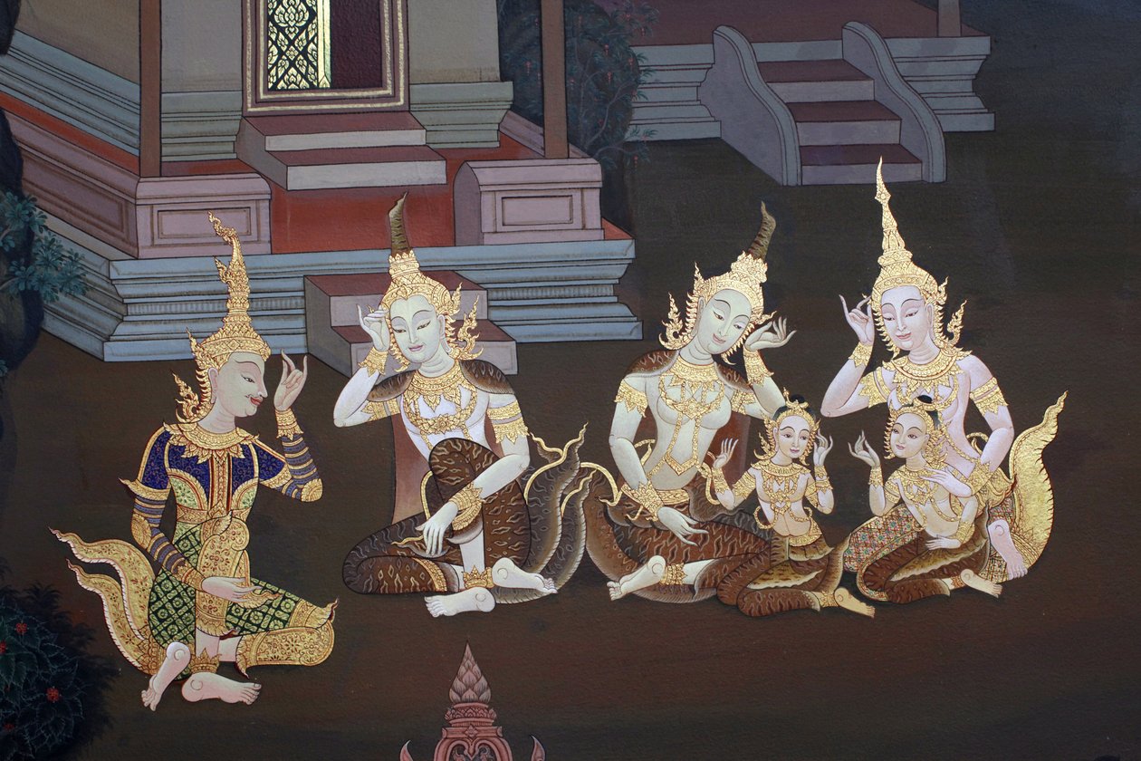Detail nástěnné malby v Uposatha (svatyně) chrámu Buddhapadipa, Wimbledon, Grande-Bretagne od Unbekannt