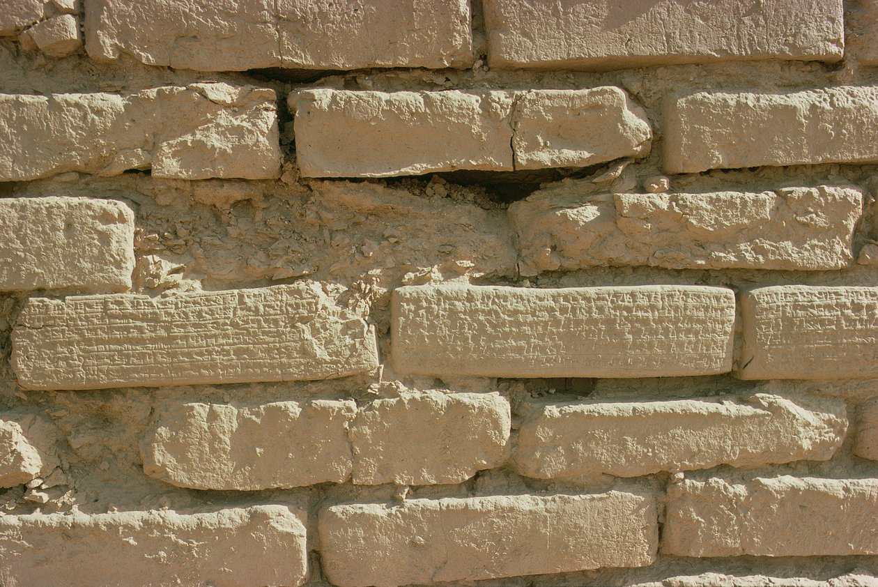 Detail cihel nesoucích klínové nápisy ze zikkuratu, postaveného elamským králem Untash-Galem (asi 1265-46 př.nl) (foto) od Unbekannt