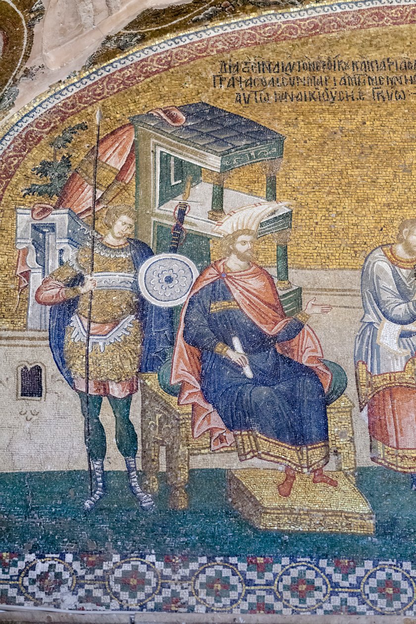 Detail guvernéra Quirinia ve scéně zápisu do daní, kostel Chora, Istanbul, Turecko od Unbekannter Künstler