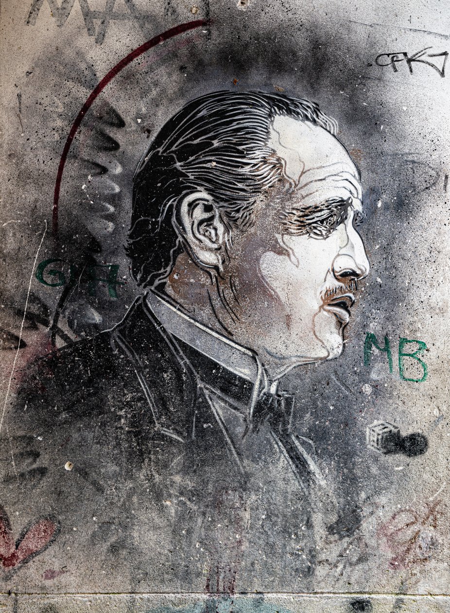 Don Corleone hraje Marlon Brando od C215 Viuccaria Market od Benjamin Baud