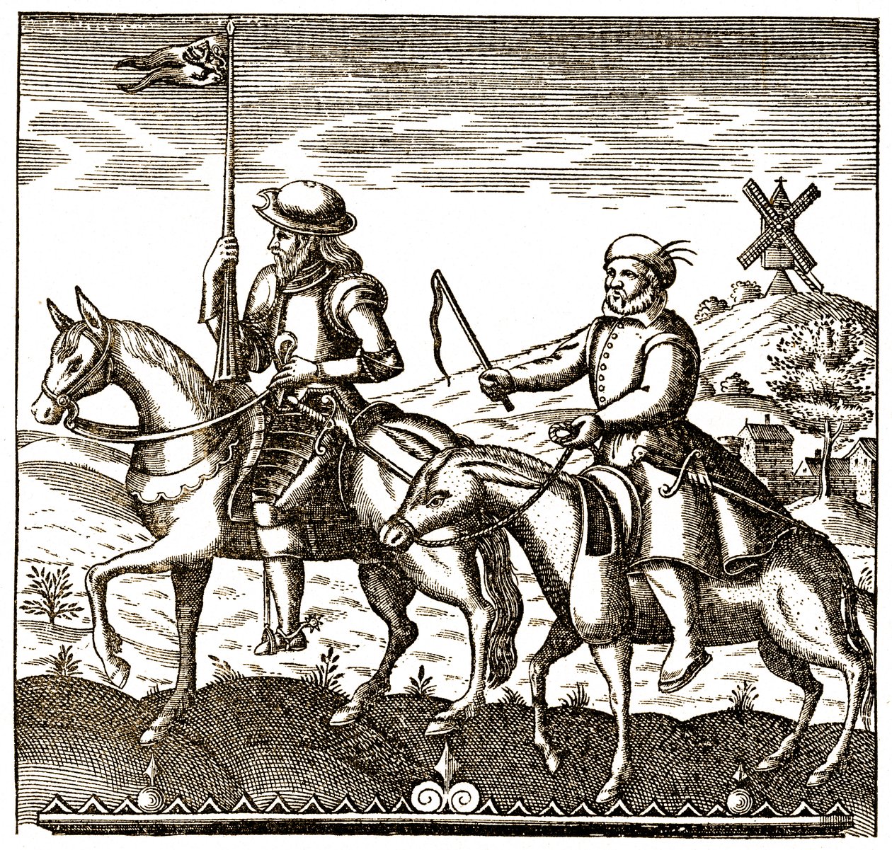 Don Quijote a Sancho Panza od Unbekannter Künstler