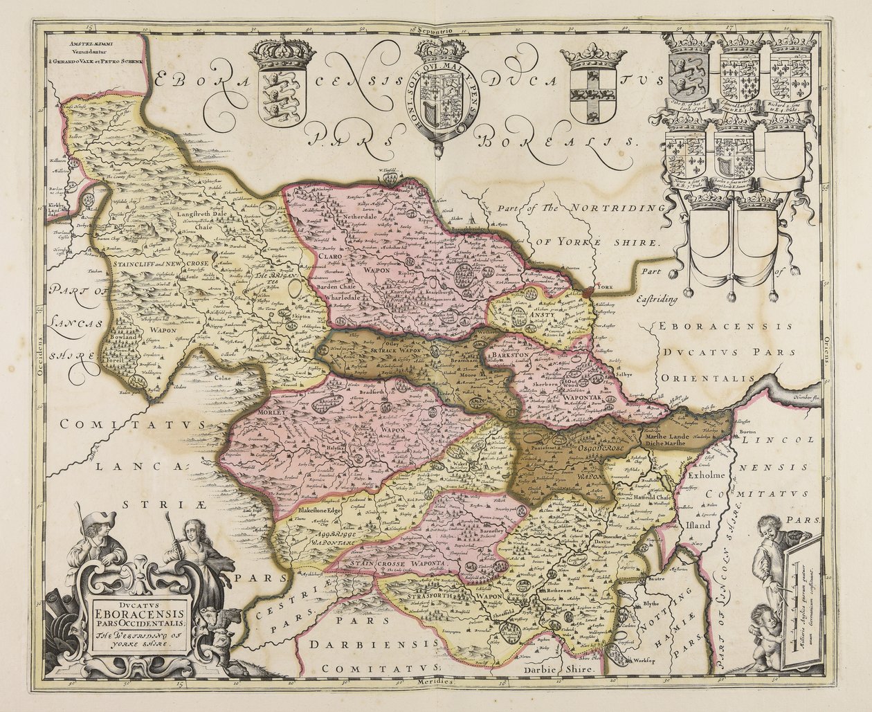 Ducatus Eboracensis pars occidentalis  Západní jezdec Yorkeova hrabství od Unbekannter Künstler