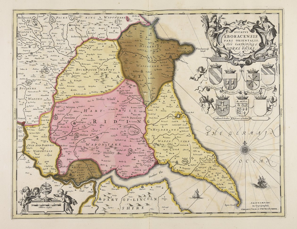 Ducatus Eboracensis pars orientalis  Východní jezdec Yorkeova hrabství od Unbekannter Künstler