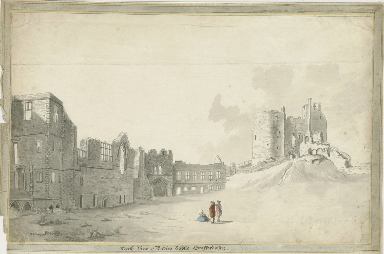 Dudley Castle: sépiová kresba, nd [c 1790] od Unbekannt