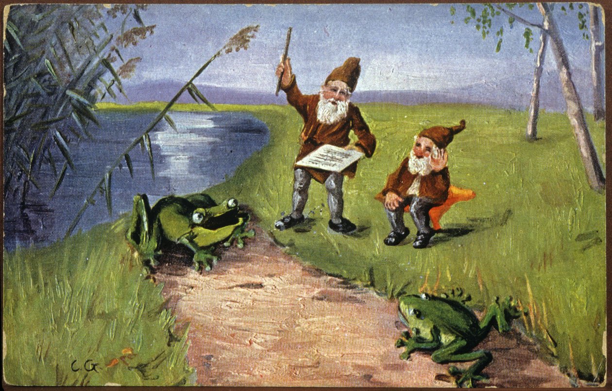 Trpaslíci a žáby, asi 1910 (Pohlednice) od Unbekannter Künstler