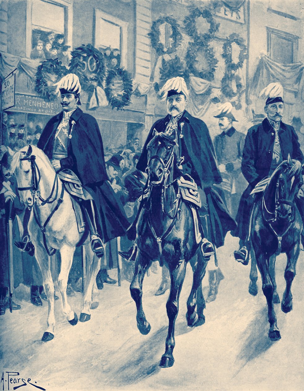 Edward VII. v pohřebním průvodu královny Viktorie od Unbekannter Künstler