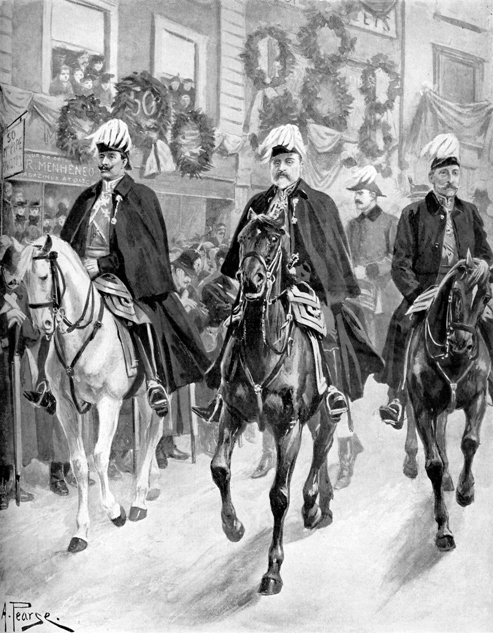 Edward VII. v pohřebním průvodu královny Viktorie od Unbekannter Künstler