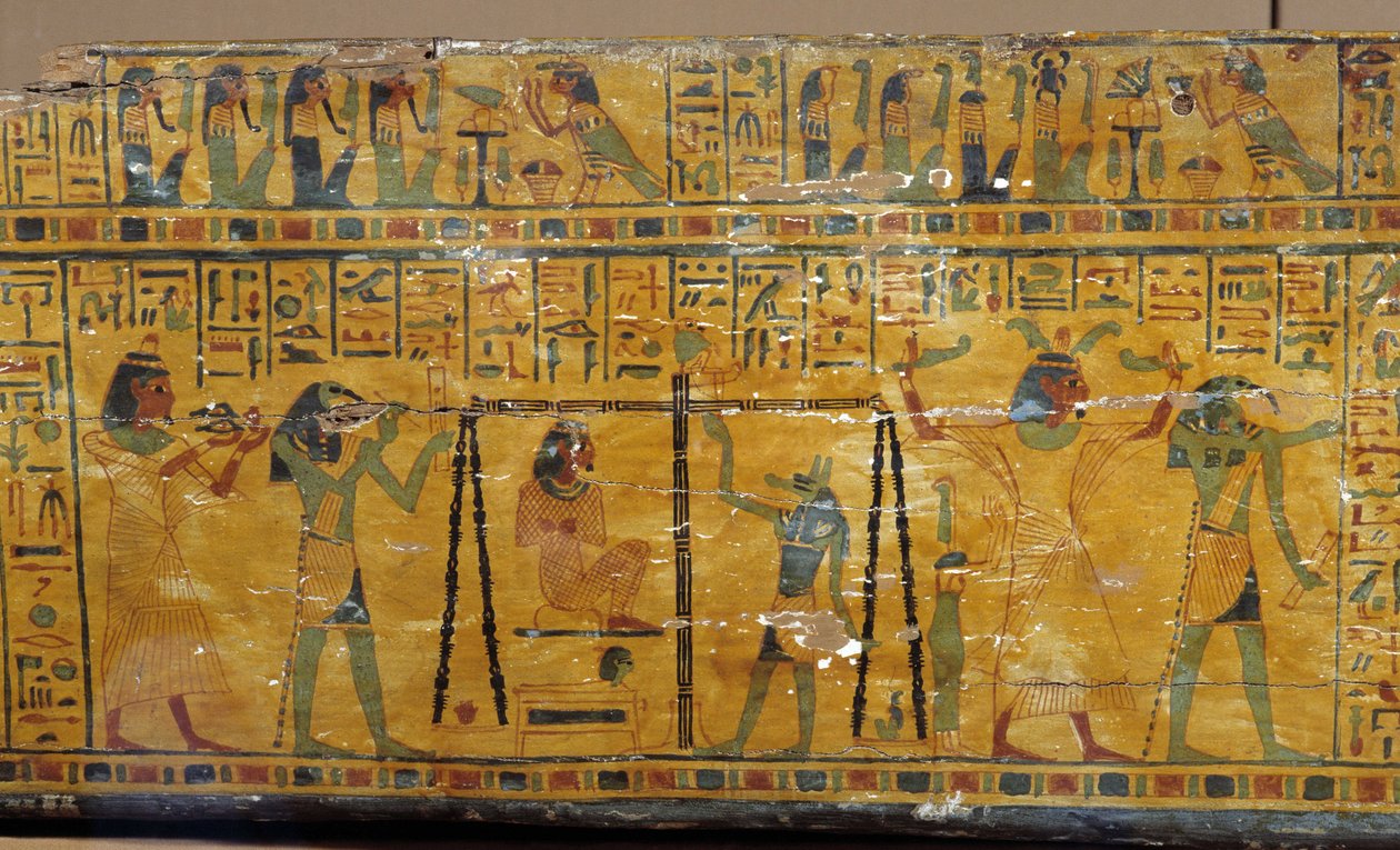Egypt: detail sarkofágu Khonsoure, představující bohyni Nut a váhu duše zesnulého. Středomořské archeologické muzeum, Marseille od Unbekannter Künstler
