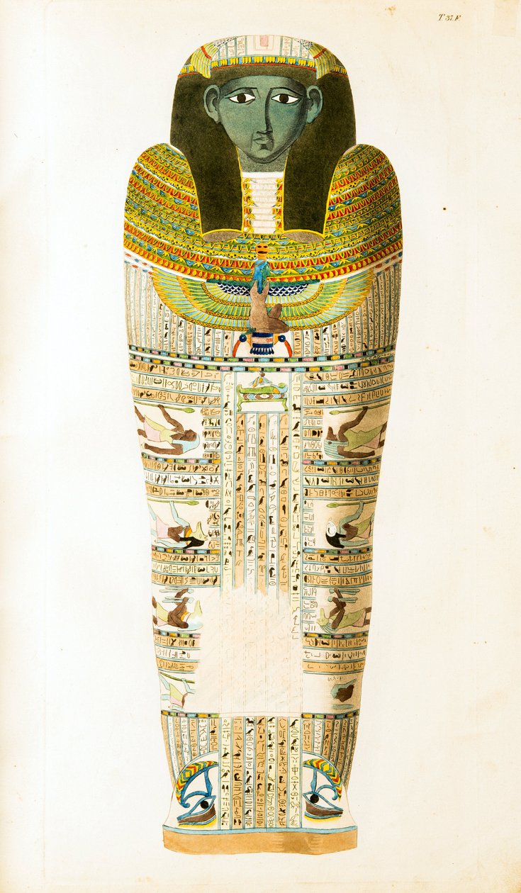 Egyptský sarkofág - ilustrace z Atlasu Egypta od Unknown