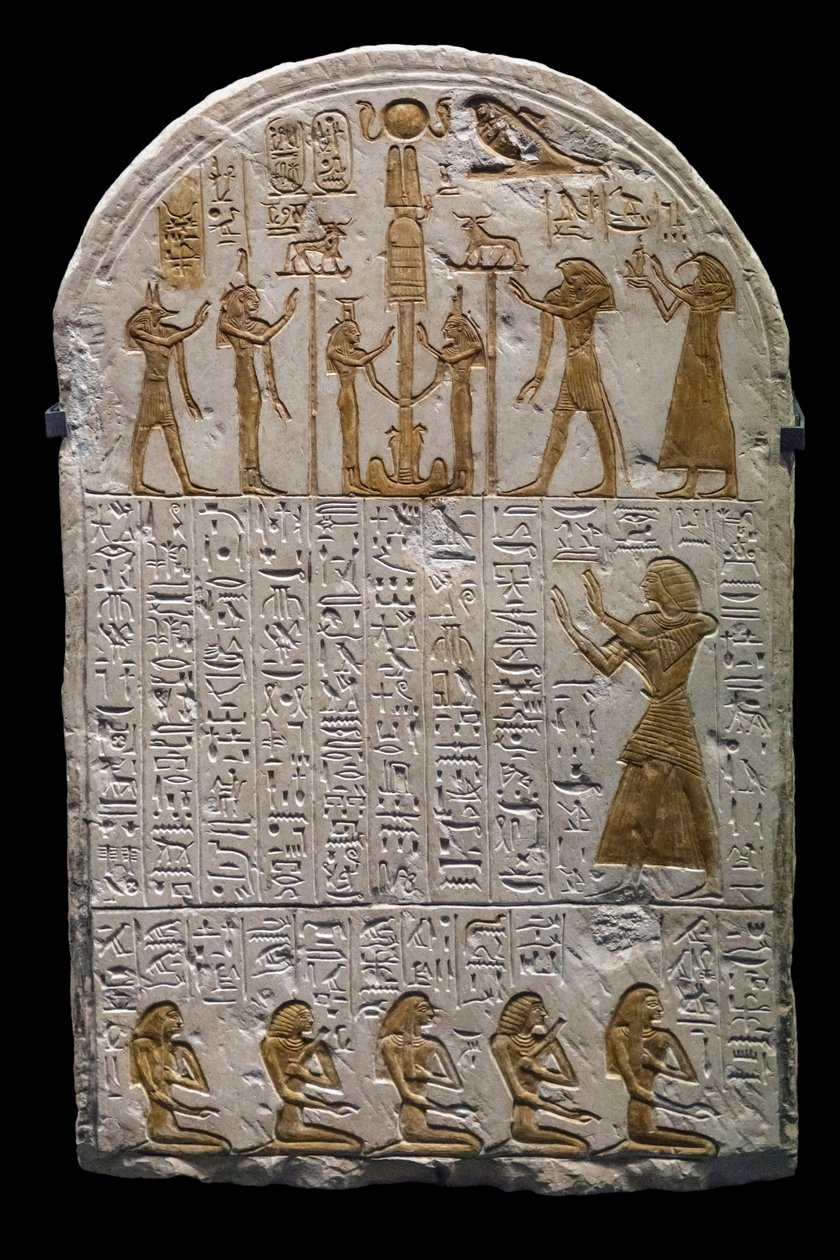 Egyptský starověk: Stele de Neferhetep, echanson du roi cca 1300 př. n. l. 19. dynastie, rozměr 73x49 cm Paris musee du Louvre od William M. Timlin