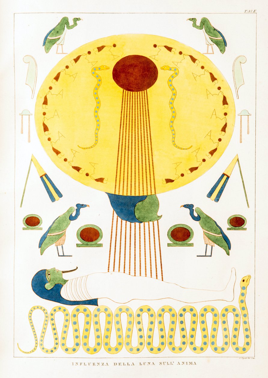 Egyptský starověk: vliv měsíce na duši - Ilustrace z Atlasu Egypta od Unbekannt