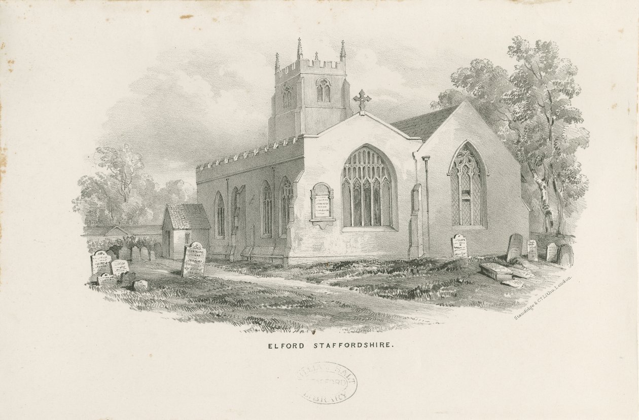 Elford Church: litografie a [19. století] od Unbekannt