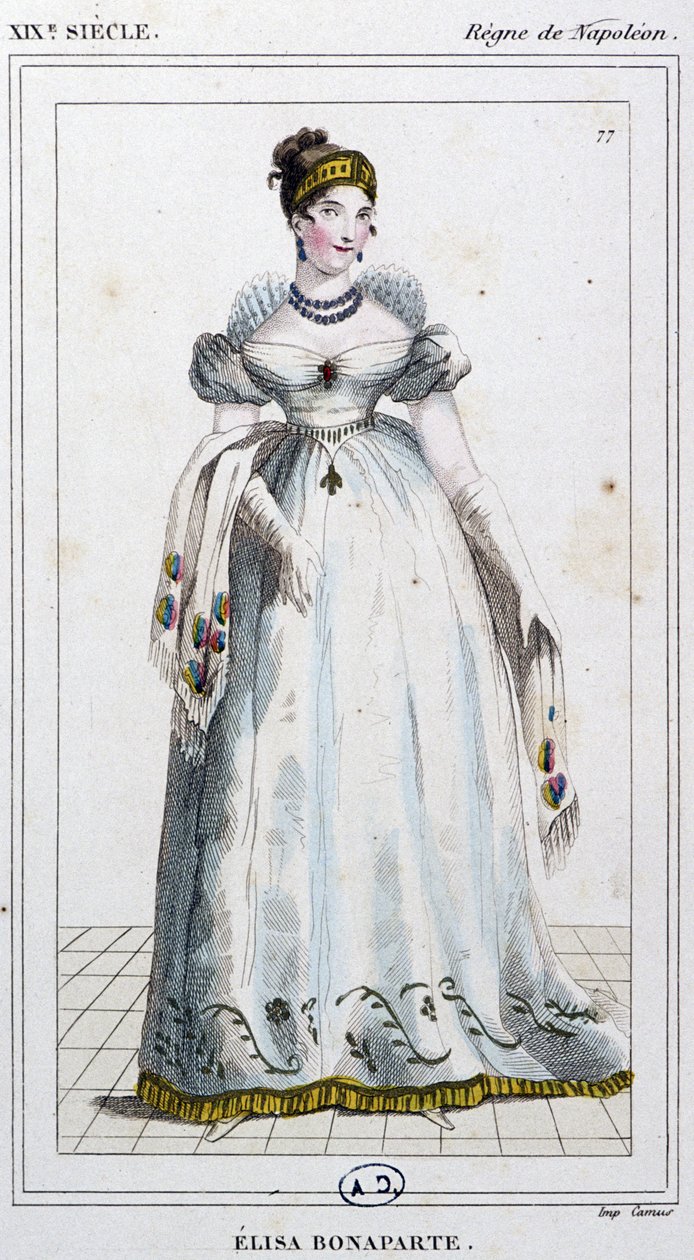 Elisa Bonaparte Baciocchi, asi 1810 (rytina) od Unbekannter Künstler