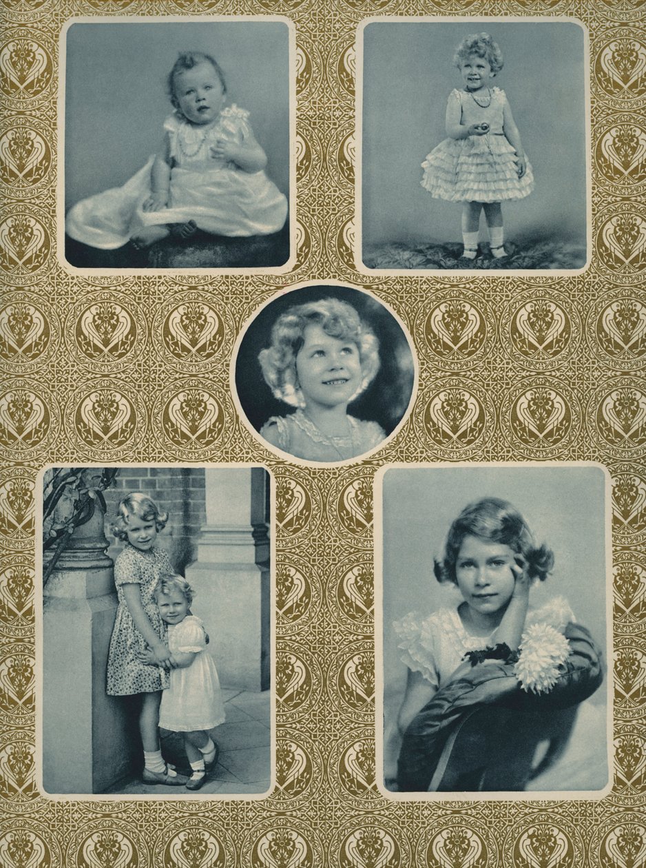 Elizabeth II a princezna Margaret jako děti (černobílá fotografie) od Unbekannter Künstler